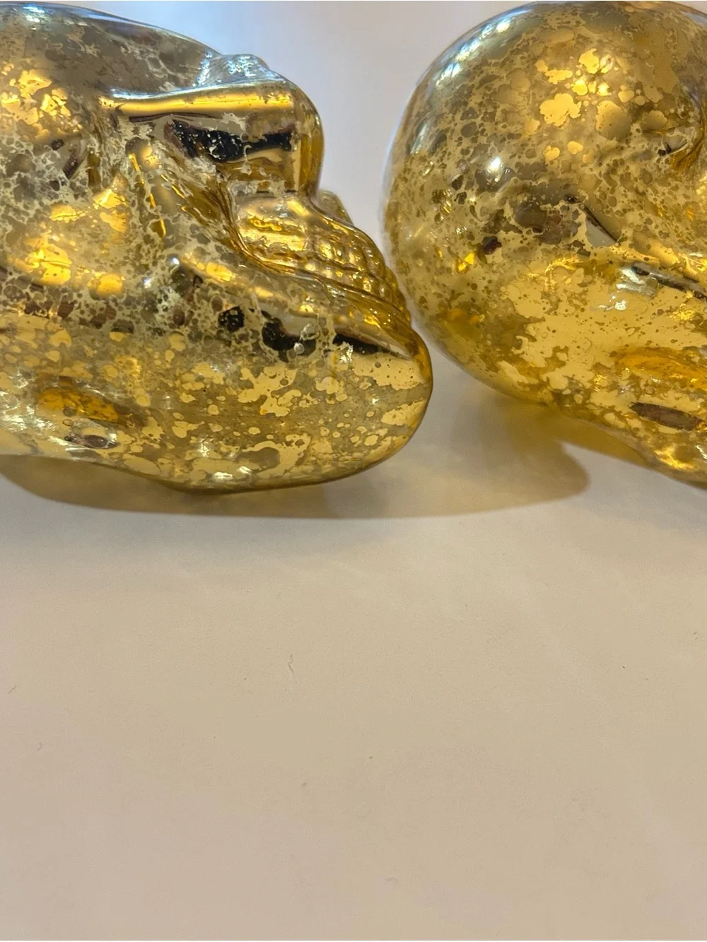 Gold Faux Mercury Glass Skull Ornaments Skeleton Christmas